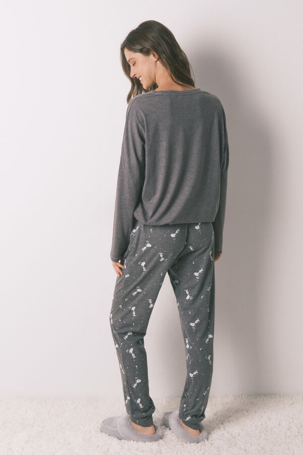 Women'secret Pijama larga de Snoopy 100% algodón gris