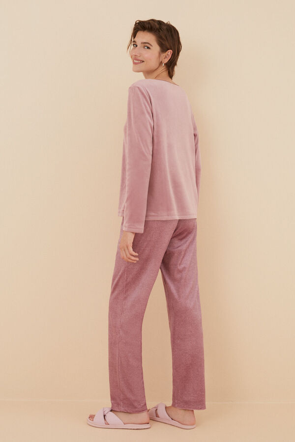 Womensecret Pijama terciopelo elástico rosa rosa