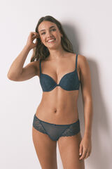 Women'secret Panty brasileño ancha de encaje verde verde