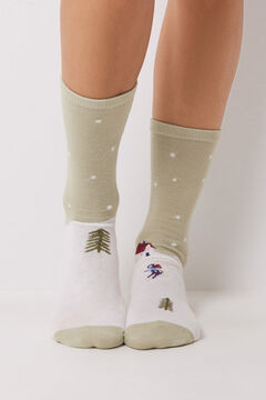 Womensecret Pack 3 calcetines altos paisaje nevado estampado