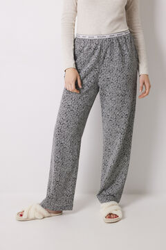 Womensecret Pantalón largo con estampado de flores verdes gris