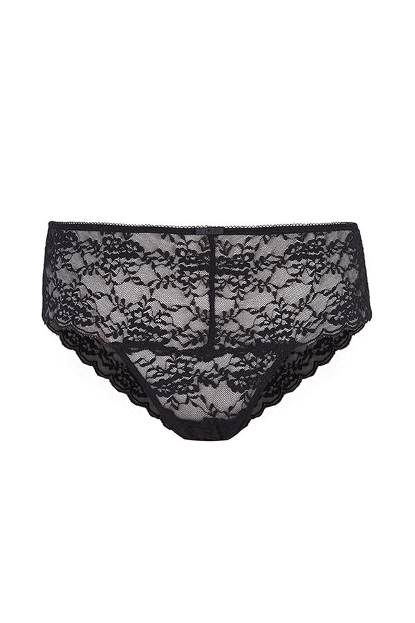 Womensecret Panty brasileño ancho encaje negro negro