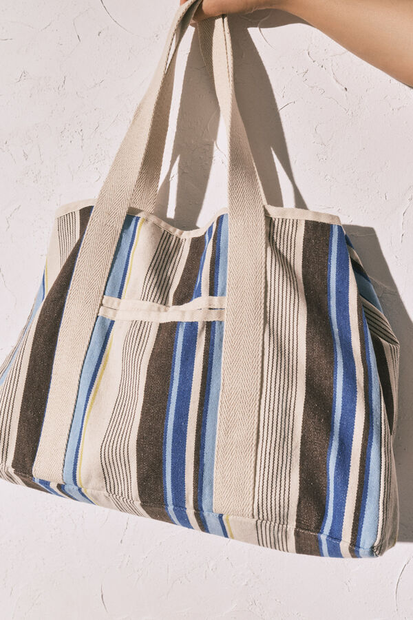Women'secret Bolsa shopper de playa con estampado de rayas estampado