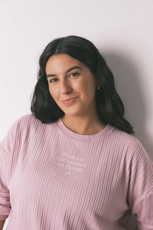 Women'secret Pijama larga de tejido. rosa