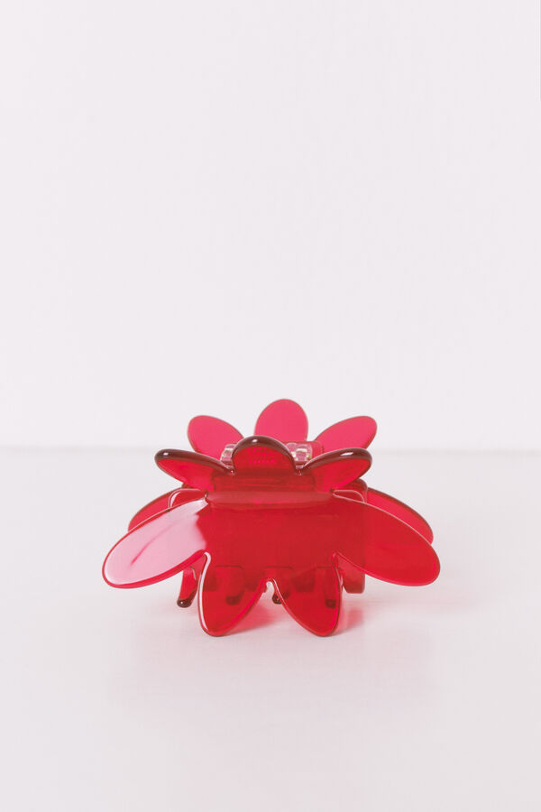 Womensecret Clip de flor roja transparente rojo