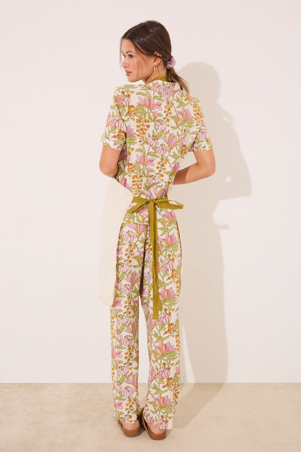 Womensecret Delantal de algodón con estampado "vegetal" marfil
