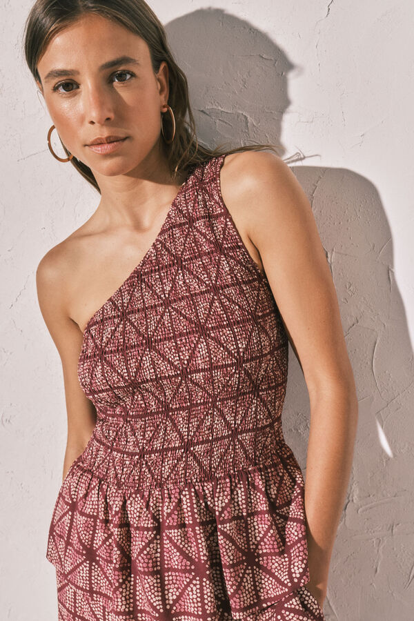 Women'secret Top asim&eacute;trico smock p&uacute;rpura