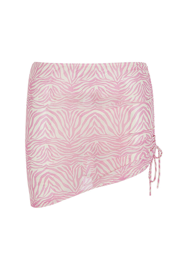Womensecret Minifalda fruncida con estampado rosa rosa