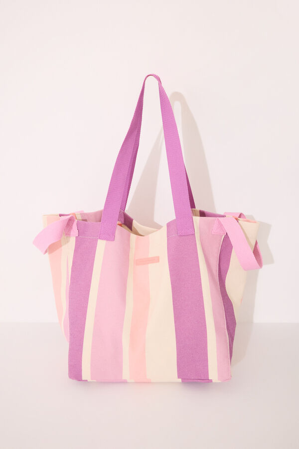 Womensecret Bolsa grande de lona y rafia , bolsa estampado