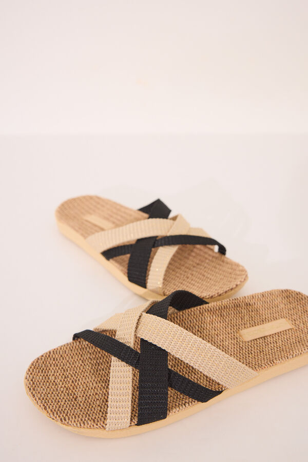 Womensecret Chanclas de rafia con tirantes cruzadas  café