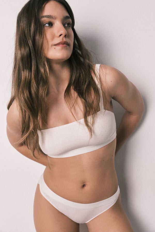 Women'secret Panty cl&aacute;sica acanalada de algod&oacute;n beige caf&eacute;