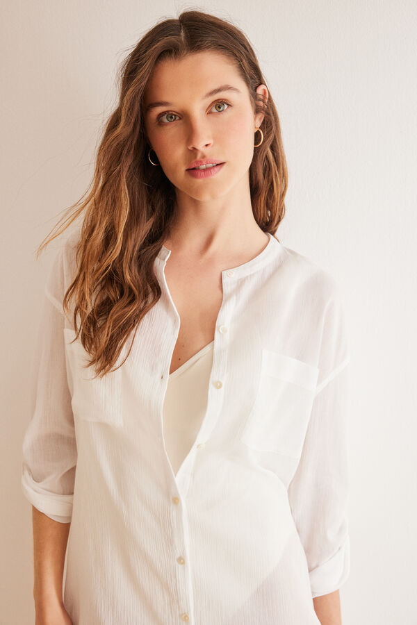 Womensecret Playera de dormir 100% algodón blanca estampado