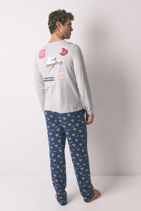 Women'secret Pijama larga de Superman gris 100% algodón  gris