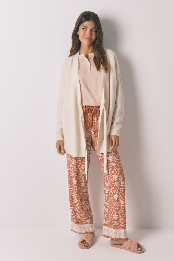 Womensecret Cárdigan de punto beige marfil