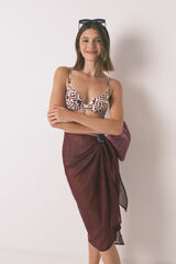 Womensecret Falda pareo color granate 100 % pareo púrpura