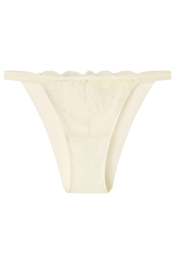 Womensecret Panty clásico tul y encaje blanco marfil