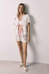 Women'secret Pijama camisera corta blanca estampado multicolor estampado
