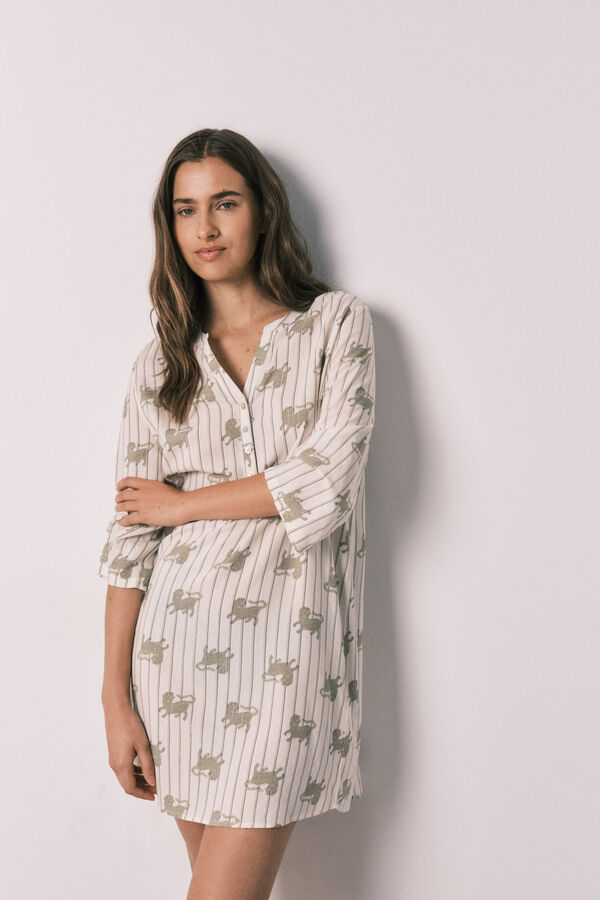 Women'secret Playera de dormir corta estampada blanco