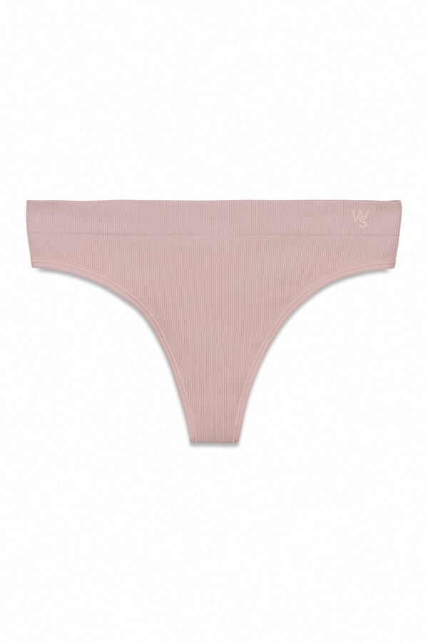 Women'secret Tanga ancha acanalada sin costuras rosa rosa