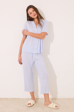 Womensecret Pijama camisera de rayas azules de viscosa Capri  verde