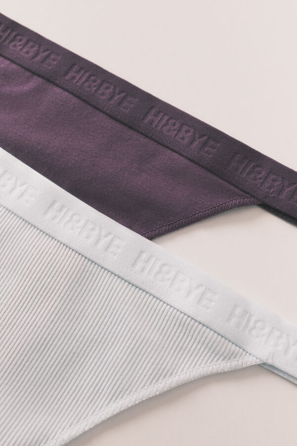 HI&BYE Paquete de 3 tangas morado, azul y verde blanco