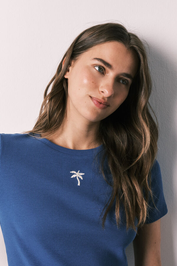 Women'secret Pijama capri de algod&oacute;n estampado azul estampado