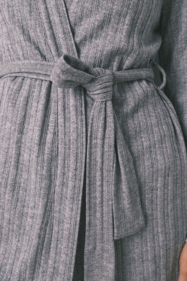 Women'secret Bata midi de tejido gris gris