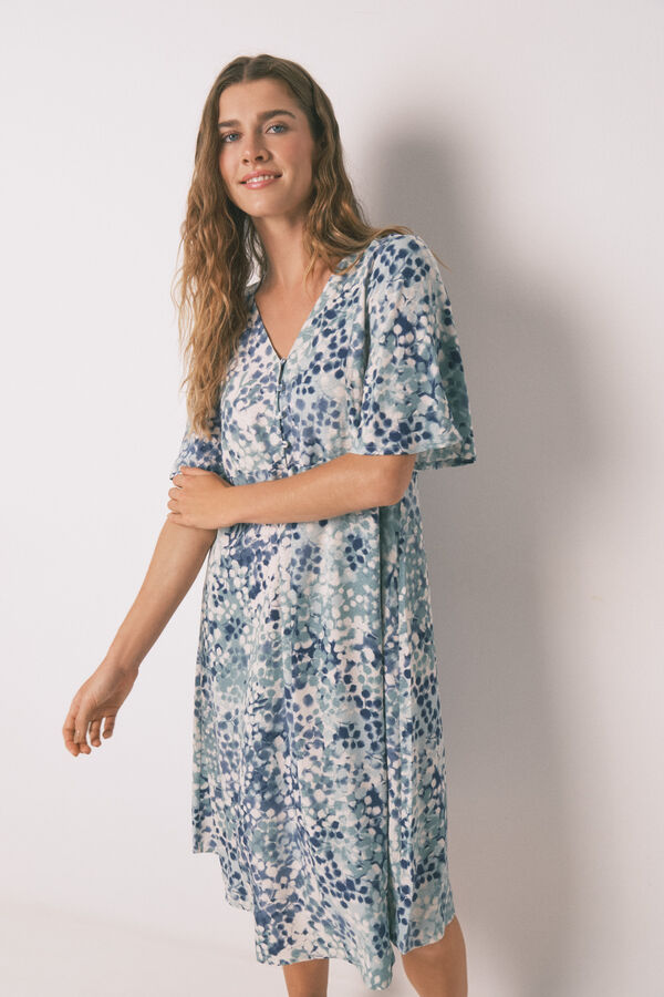 Womensecret Camisón midi de jacquard floral verde verde