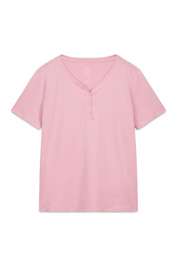 Women'secret Playera de manga corta de algod&oacute;n cepillado rosa rosa