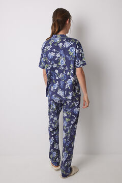 Womensecret Pijama camisera 100% algodón azul flores estampado