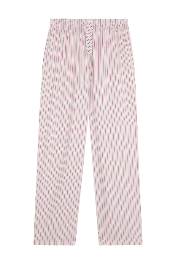 Womensecret Pijama de viscosa acanalada con rayas rosas rosa