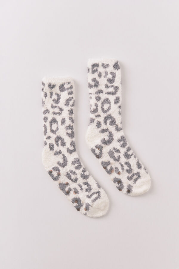 Women'secret Calcetines largos de leopardo  café