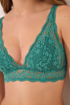 Womensecret Cuello halter brasier triangular con escote halter y relleno de encaje verde LOVELY verde