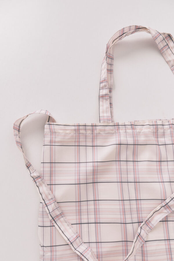 Women'secret Llavero-bolsa plegable cuadros rosa Stitch estampado