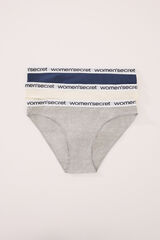 Womensecret Pack de 3 panties clásica de algodón con logo en varios colores blanco