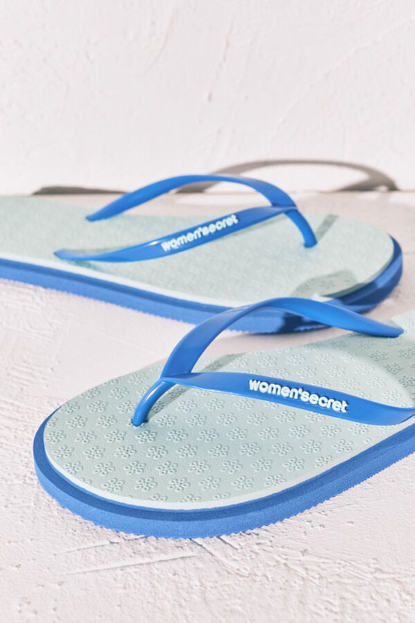 Women'secret Chanclas de dedo con textura floral azul verde