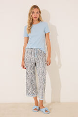 Womensecret Pijama capri de algodón con estampado paisley azul azul