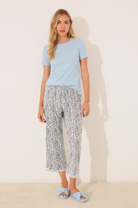Womensecret Pijama capri de algodón con estampado paisley azul azul