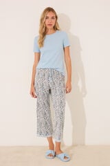 Womensecret Pijama capri de algodón con estampado paisley azul azul