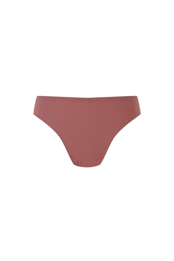 Women'secret Panty cl&aacute;sica de microfibra acanalada rosa rosa