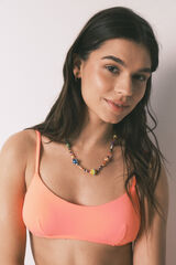HI&BYE Top bikini escote recto liso coral naranja