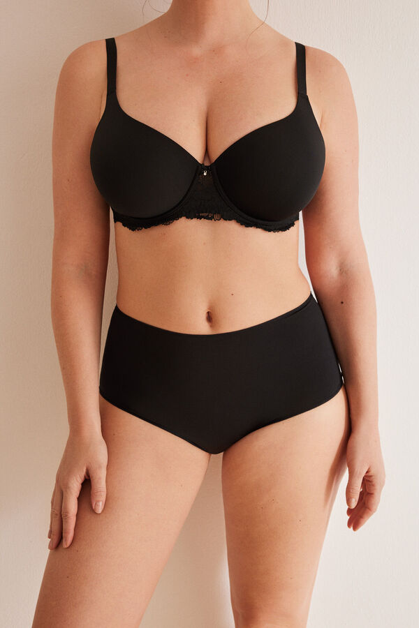 Womensecret Panty alto invisible de microfibra negro