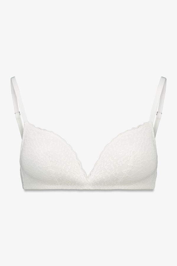 Women'secret CHARMING brasier con relleno  y encaje blanco blanco