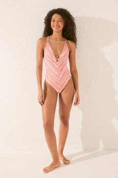 Womensecret Traje de baño con estampado de rayas diagonales estampado