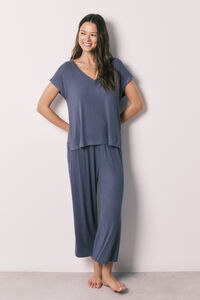 Women'secret Pijama capri suave de viscosa azul