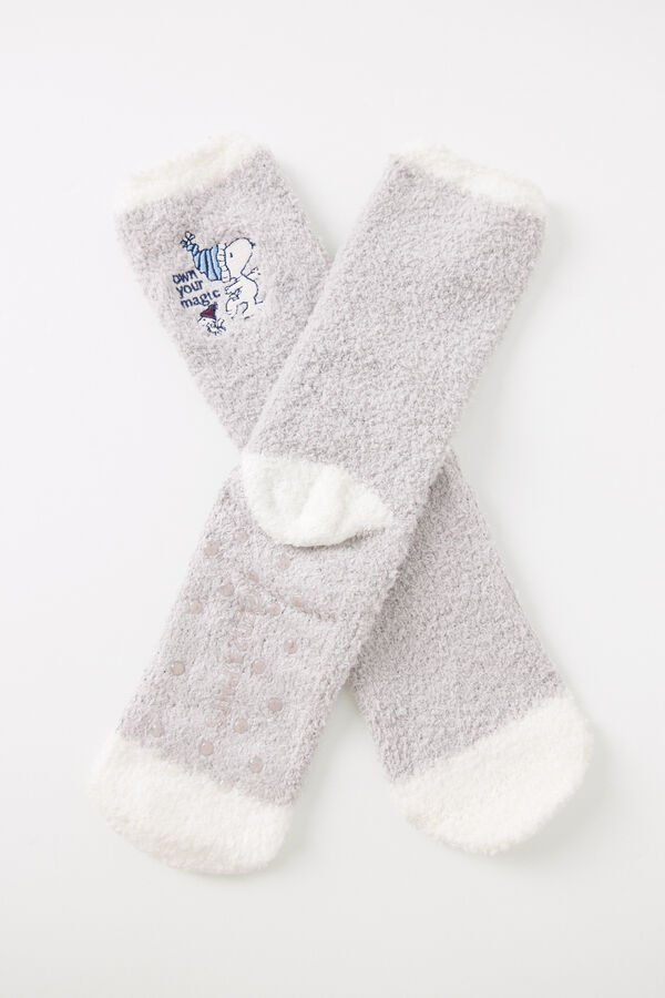 Womensecret Calcetines tricot gris Snoopy gris