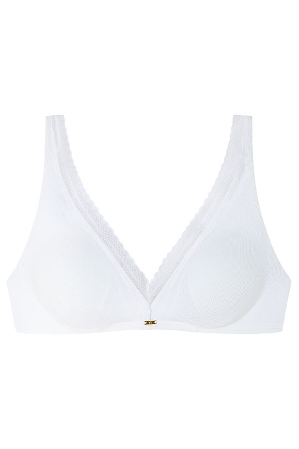 Womensecret FANTASTIC brasier triangular con relleno cuello halter de algodón con relleno color marfil marfil