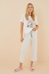 Womensecret Pijama larga 100% algodón Snoopy blanco marfil