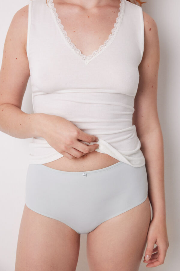 Womensecret Panty alto clásico microfibra gris verde