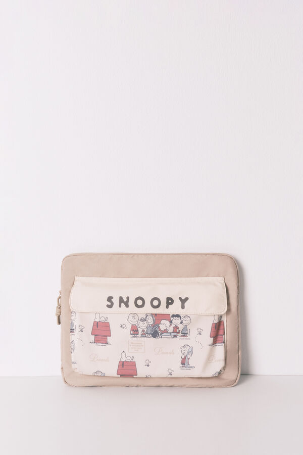 Women'secret Funda para computadora de nailon beige de Snoopy nude
